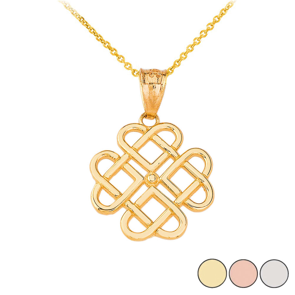 Gold Woven Celtic Hearts Pendant Necklace