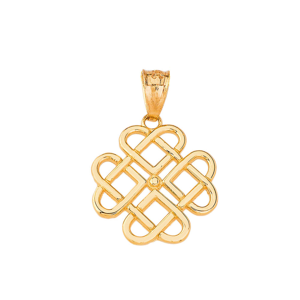 Gold Woven Celtic Hearts Pendant Necklace, view 2