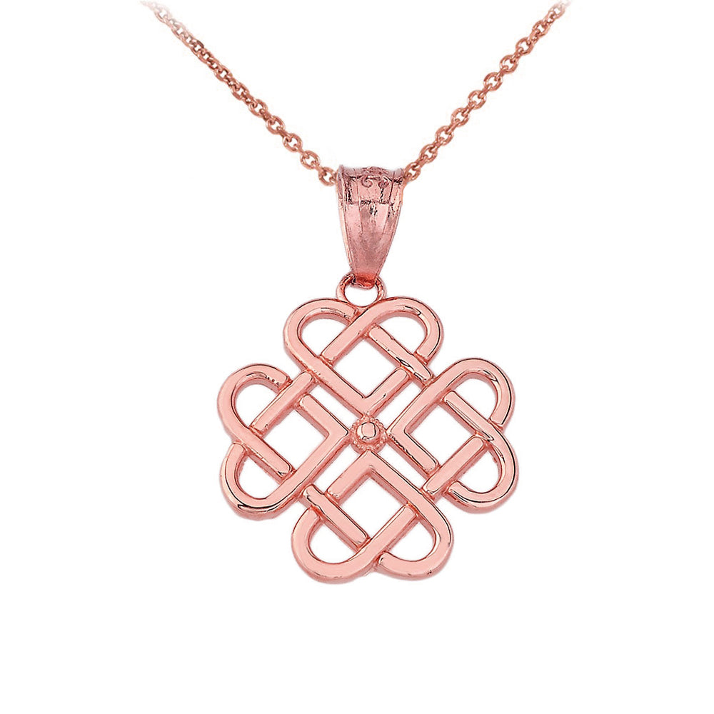 Gold Woven Celtic Hearts Pendant Necklace, view 3