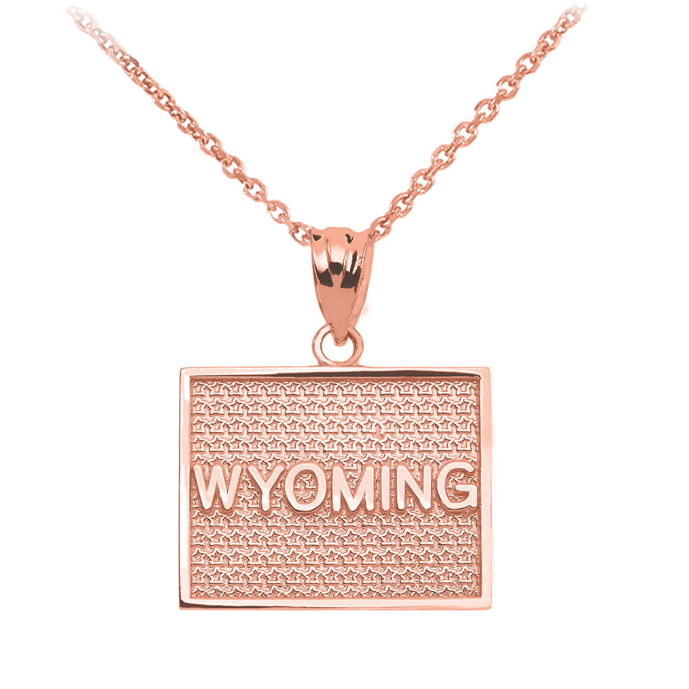 Gold Wyoming State Map Pendant Necklace, view 2