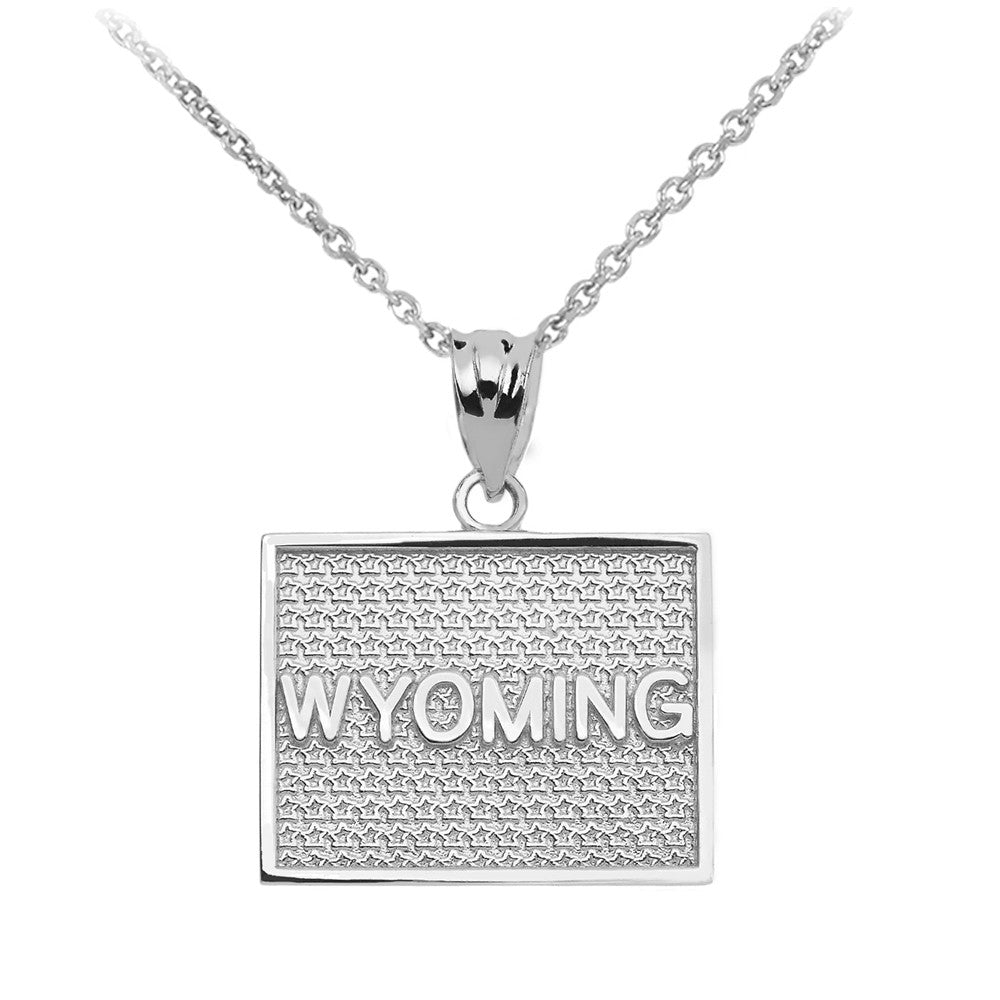 Gold Wyoming State Map Pendant Necklace, view 3