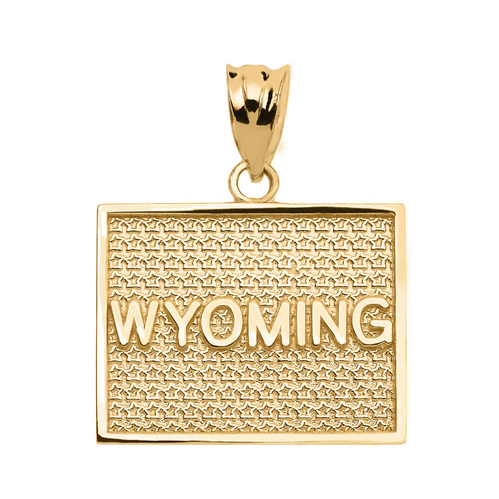 Gold Wyoming State Map Pendant Necklace, view 4