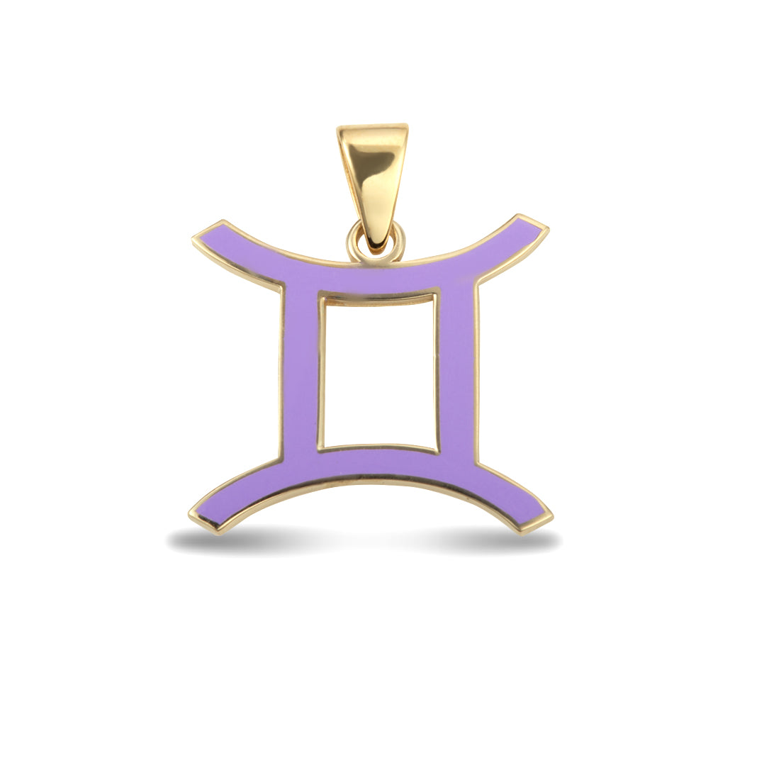 Gold Zodiac Sign Enamel Pendant Necklace, view 8