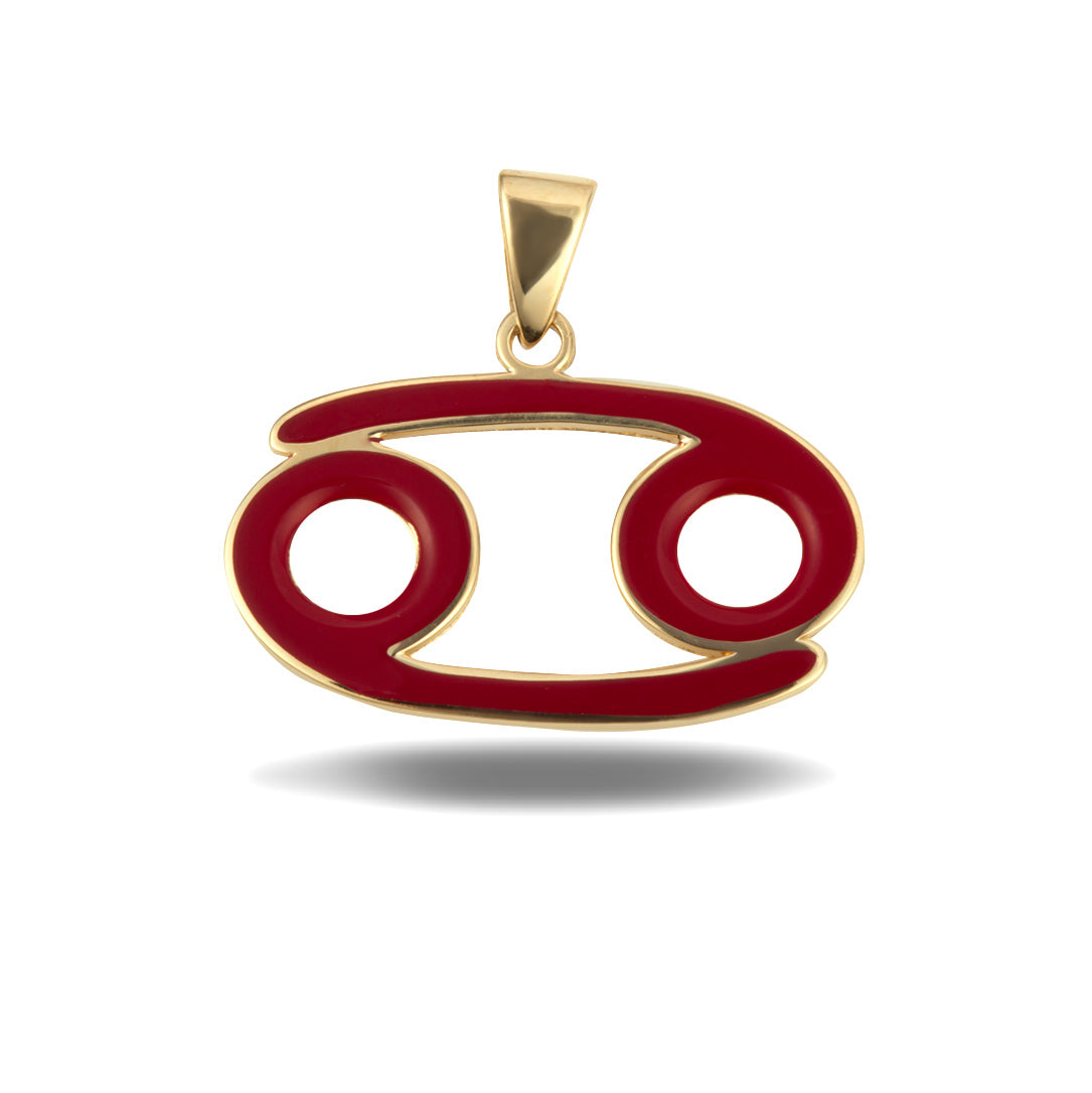 Gold Zodiac Sign Enamel Pendant Necklace, view 9