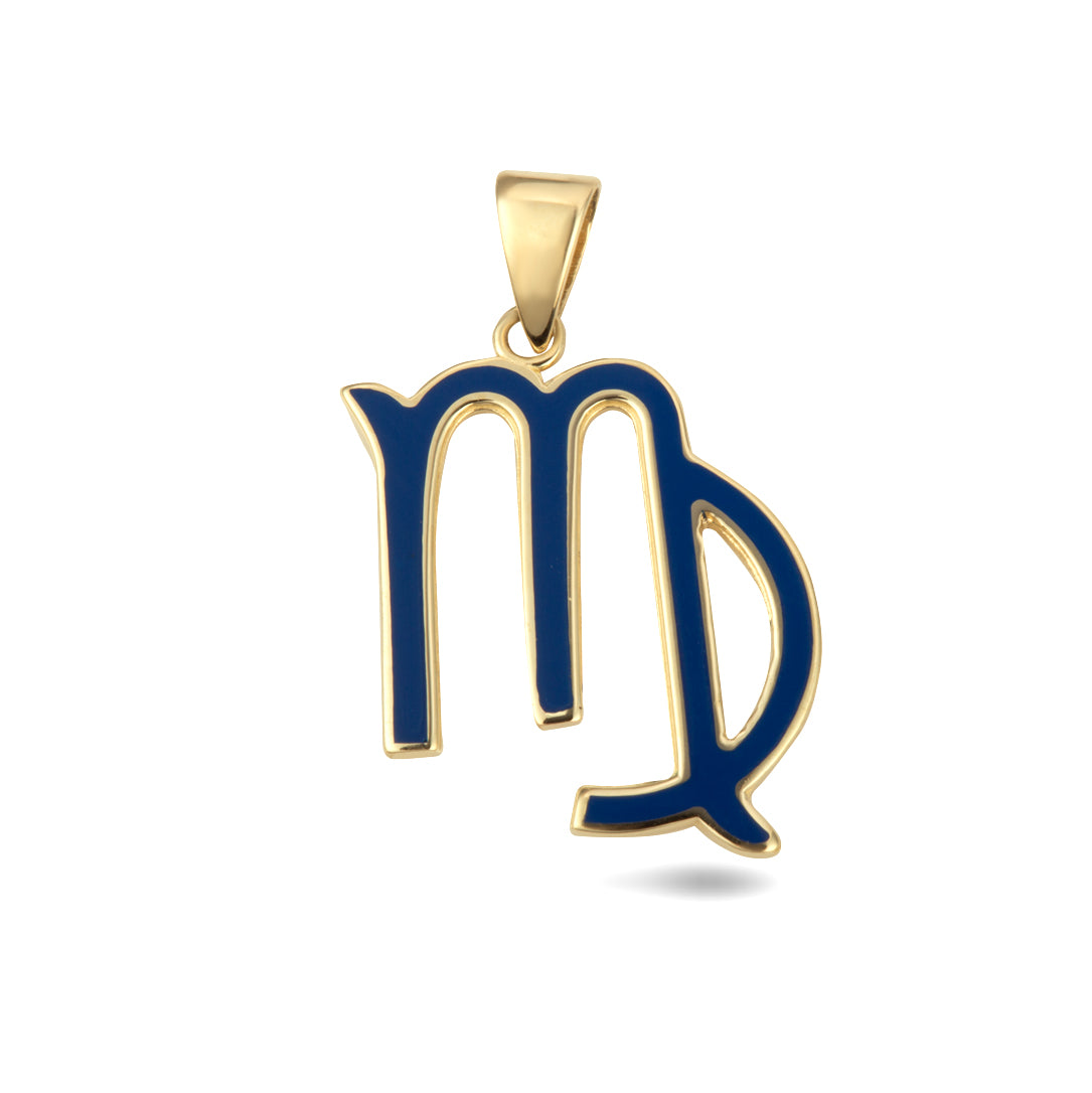 Gold Zodiac Sign Enamel Pendant Necklace, view 11