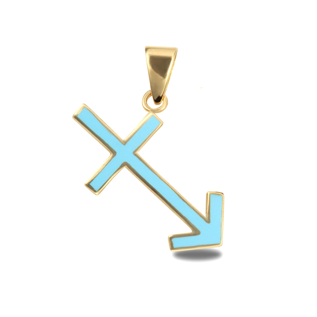 Gold Zodiac Sign Enamel Pendant Necklace, view 14