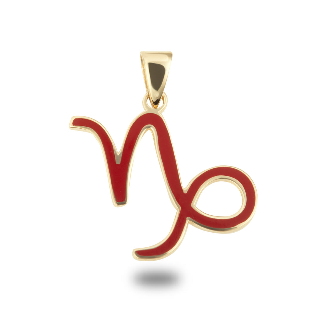 Gold Zodiac Sign Enamel Pendant Necklace, view 15
