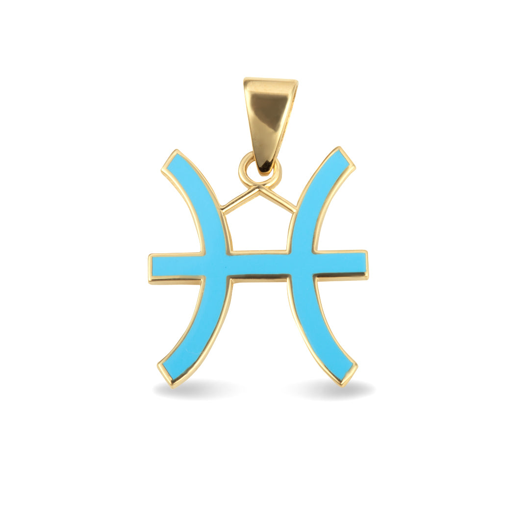 Gold Zodiac Sign Enamel Pendant Necklace, view 17