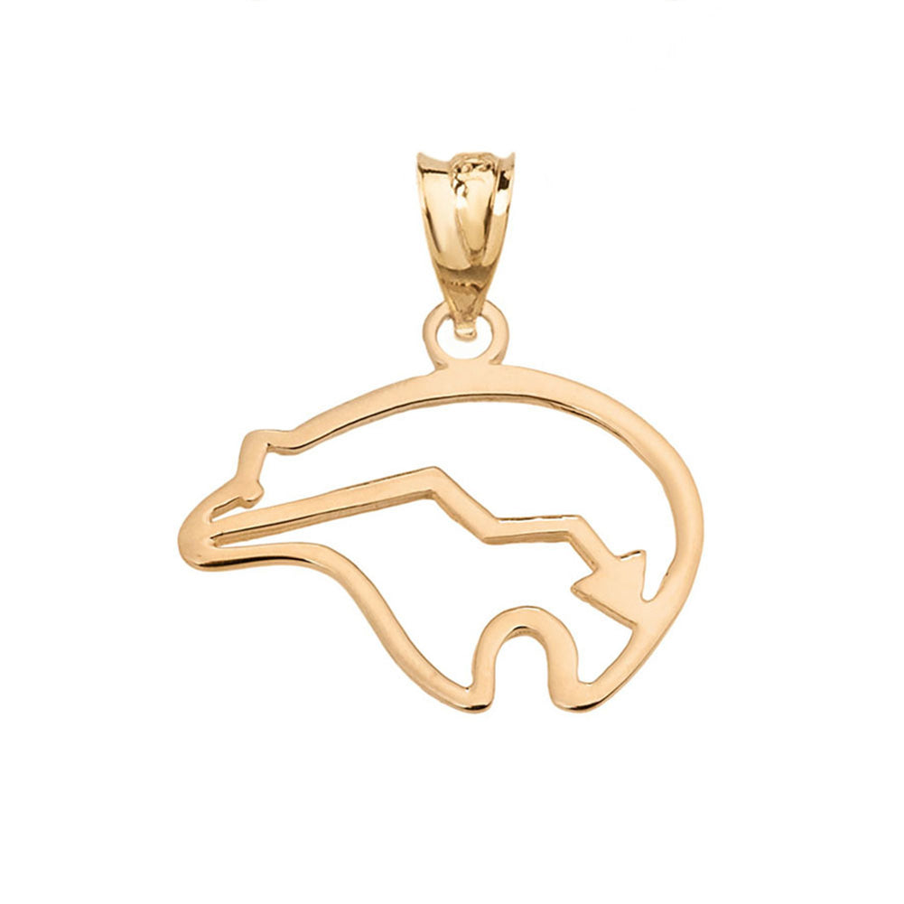 Gold Zuni Bear Heart-Line Cut Out Pendant Necklace, view 2