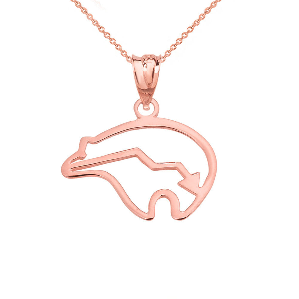 Gold Zuni Bear Heart-Line Cut Out Pendant Necklace, view 4