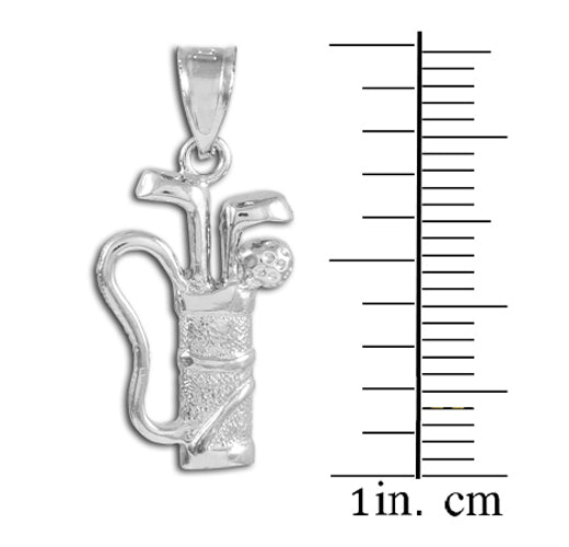 Golf Bag Silver Charm Sports Pendant Necklace, view 3