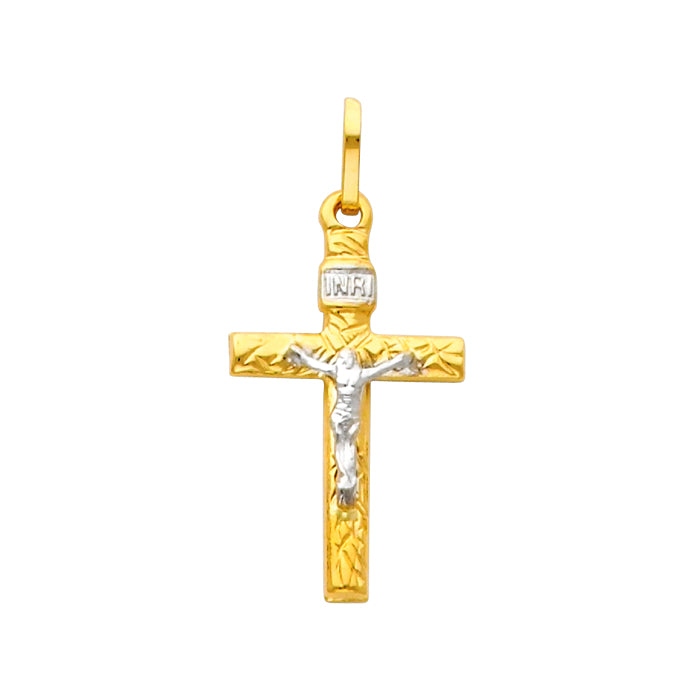 Graceful 14K Gold Two-Tone Crucifix
