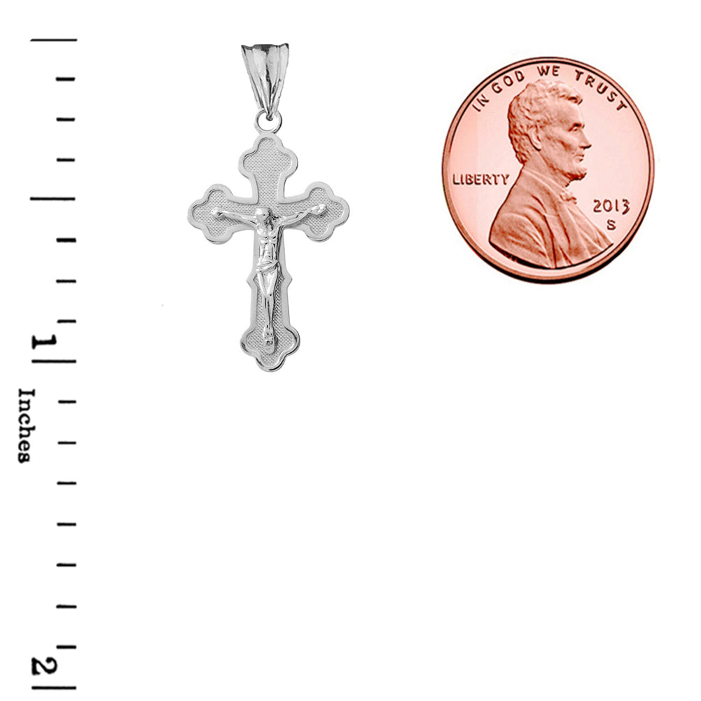 Greek Orthodox Crucifix Cross Pendant Necklace in Sterling Silver, view 3