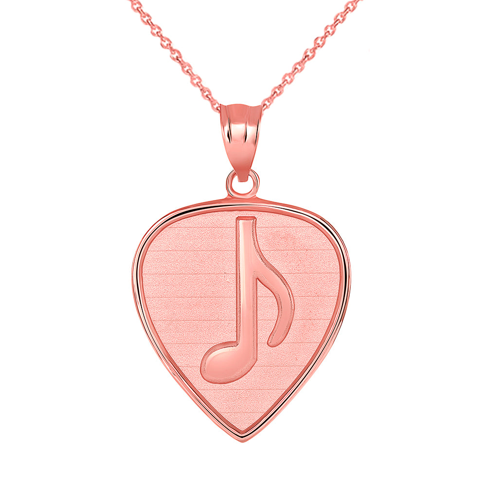Guitar Pick with Engraved Music Note Pendant Necklace in Gold, view 4