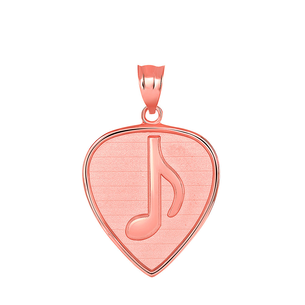 Guitar Pick with Engraved Music Note Pendant Necklace in Gold, view 5