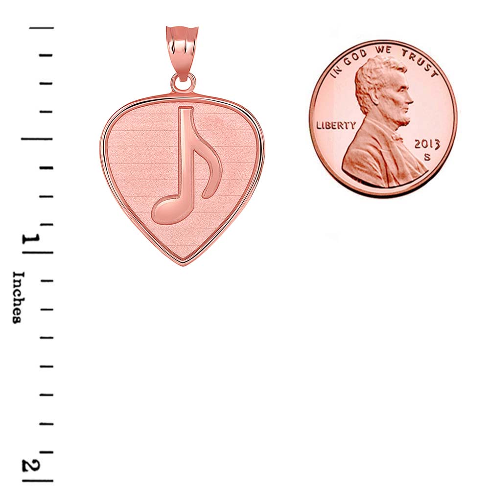 Guitar Pick with Engraved Music Note Pendant Necklace in Gold, view 6