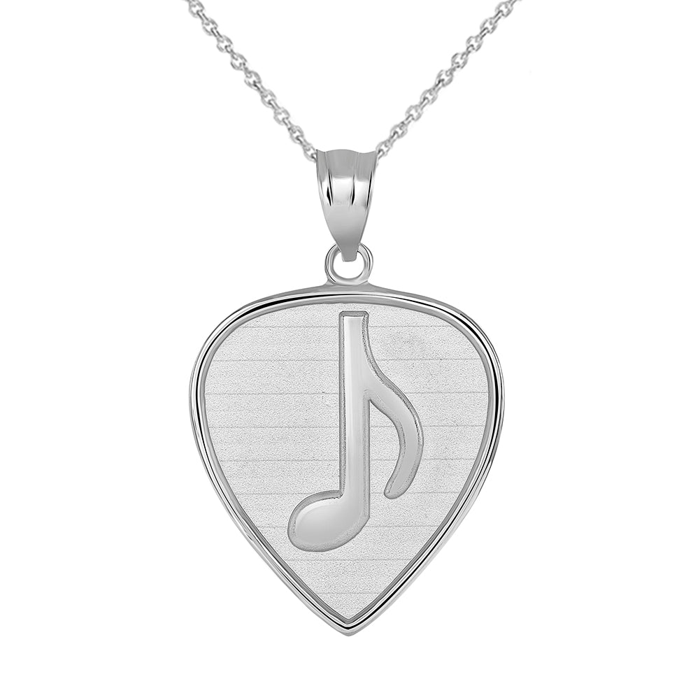 Guitar Pick with Engraved Music Note Pendant Necklace in Gold, view 7