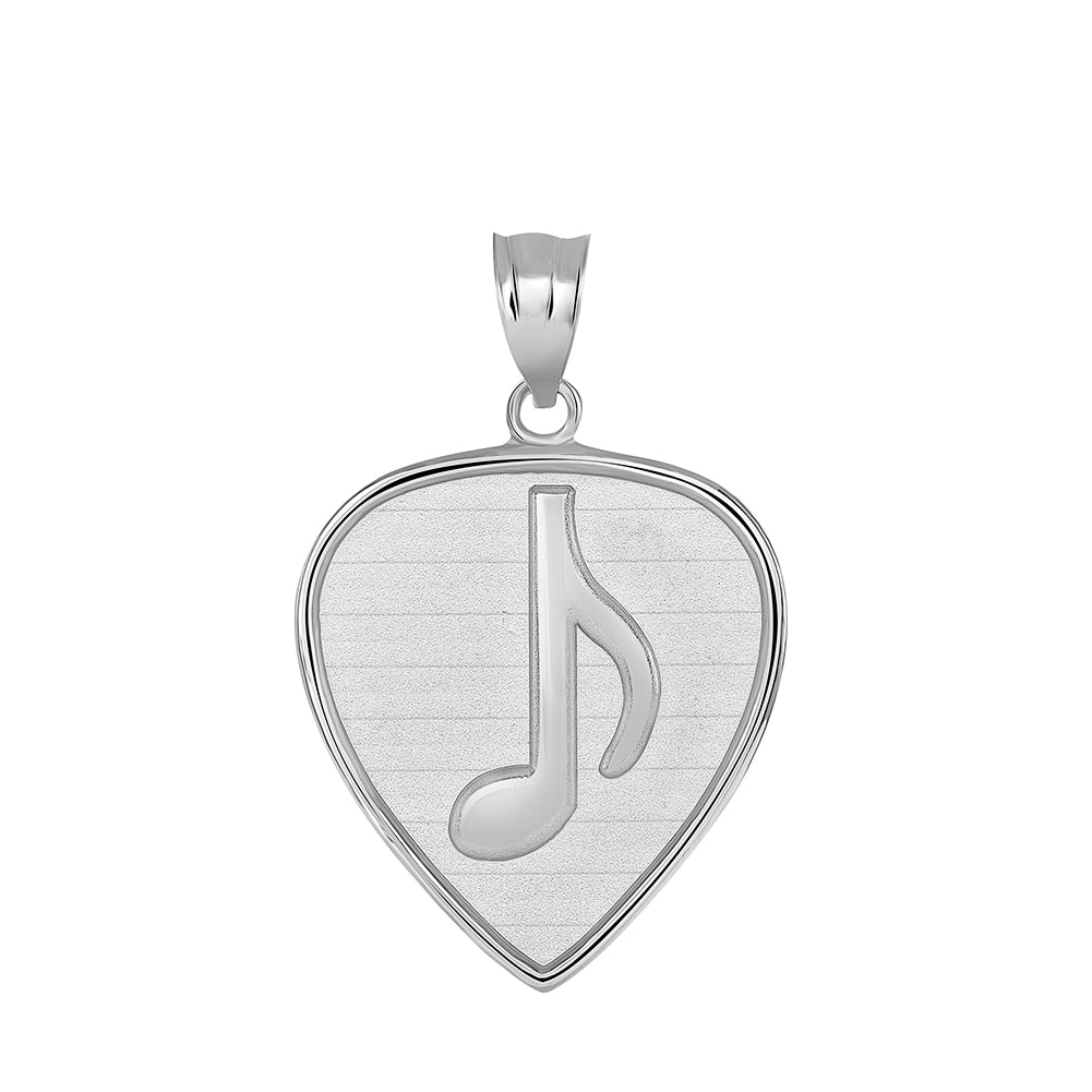 Guitar Pick with Engraved Music Note Pendant Necklace in Gold, view 8