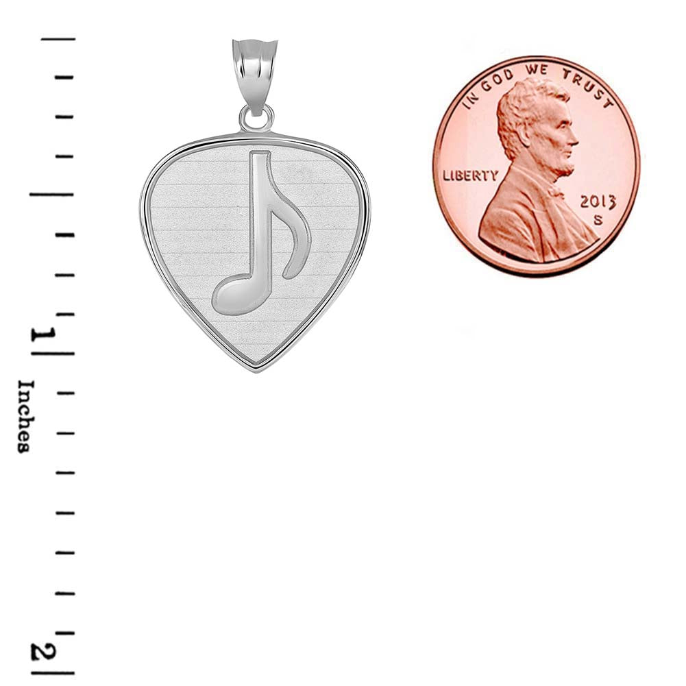 Guitar Pick with Engraved Music Note Pendant Necklace in Gold, view 9