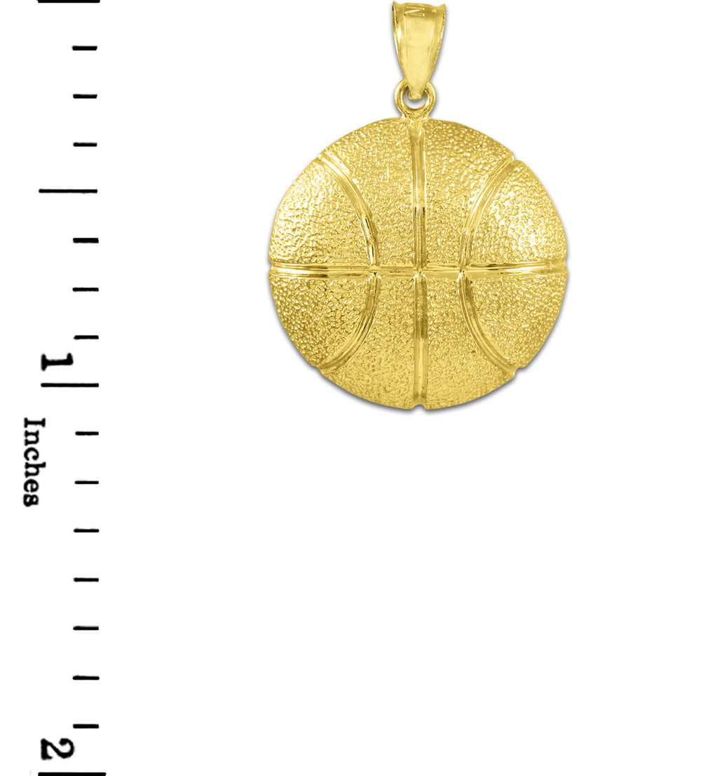 Hammered Gold Basketball Sports Pendant, view 2