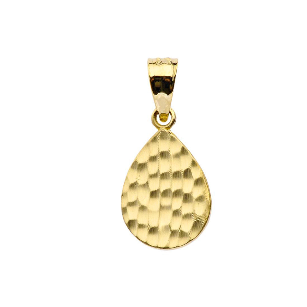 Hammered TearDrop Pendant Necklace in Gold, view 2