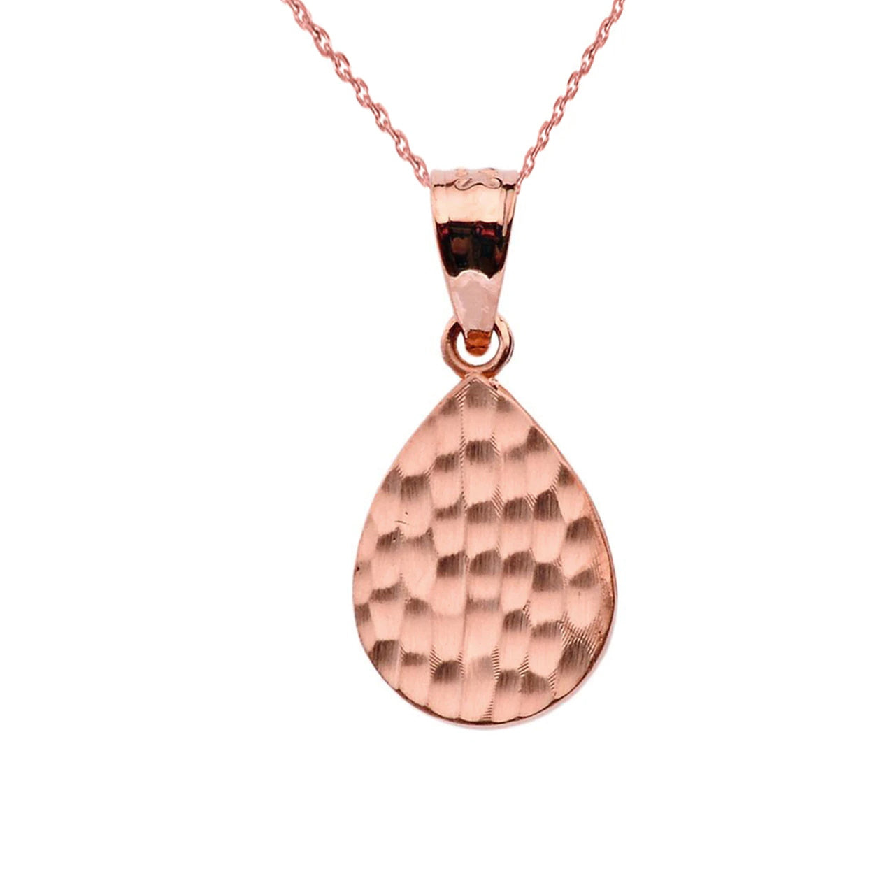 Hammered TearDrop Pendant Necklace in Gold, view 3