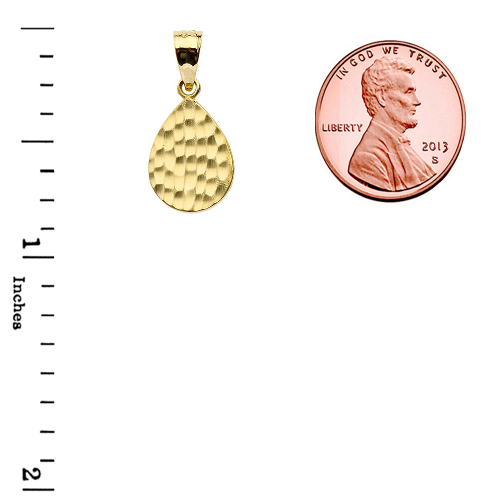 Hammered TearDrop Pendant Necklace in Gold, view 7