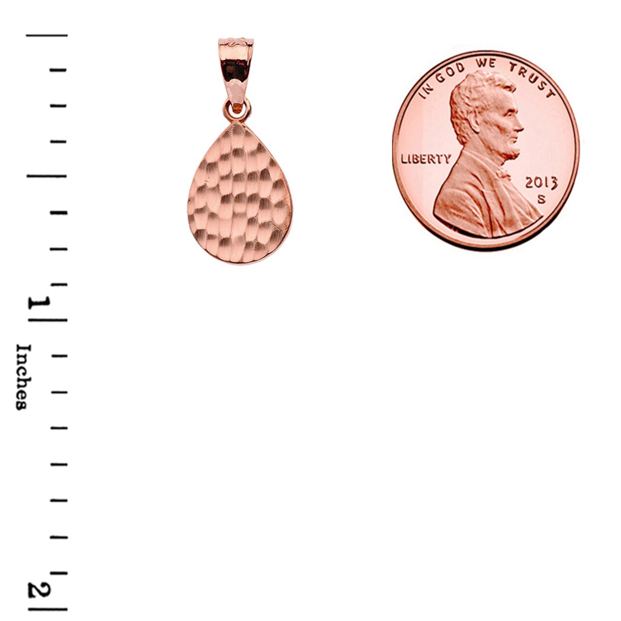 Hammered TearDrop Pendant Necklace in Gold, view 8