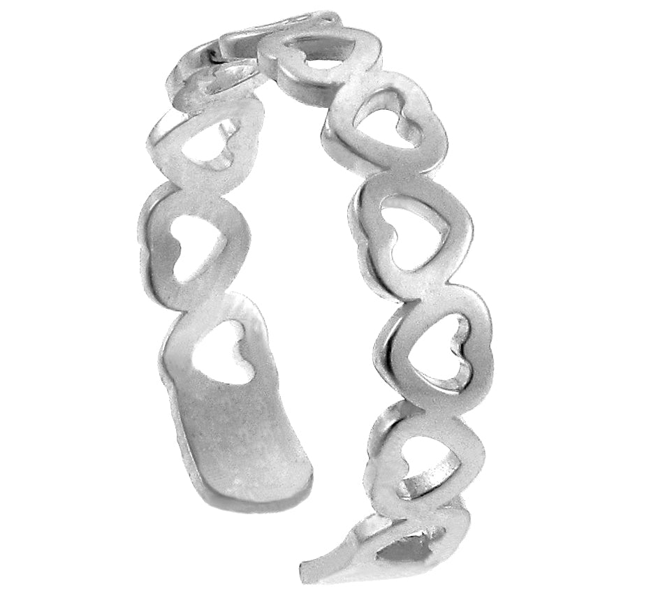 Heart White Gold Toe Ring