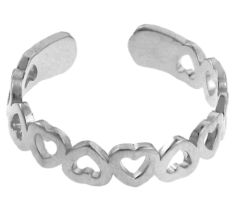 Heart White Gold Toe Ring, view 3