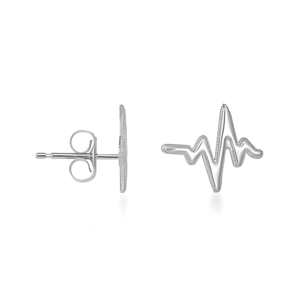 Heartbeat Pulse Milgrain Stud Earrings