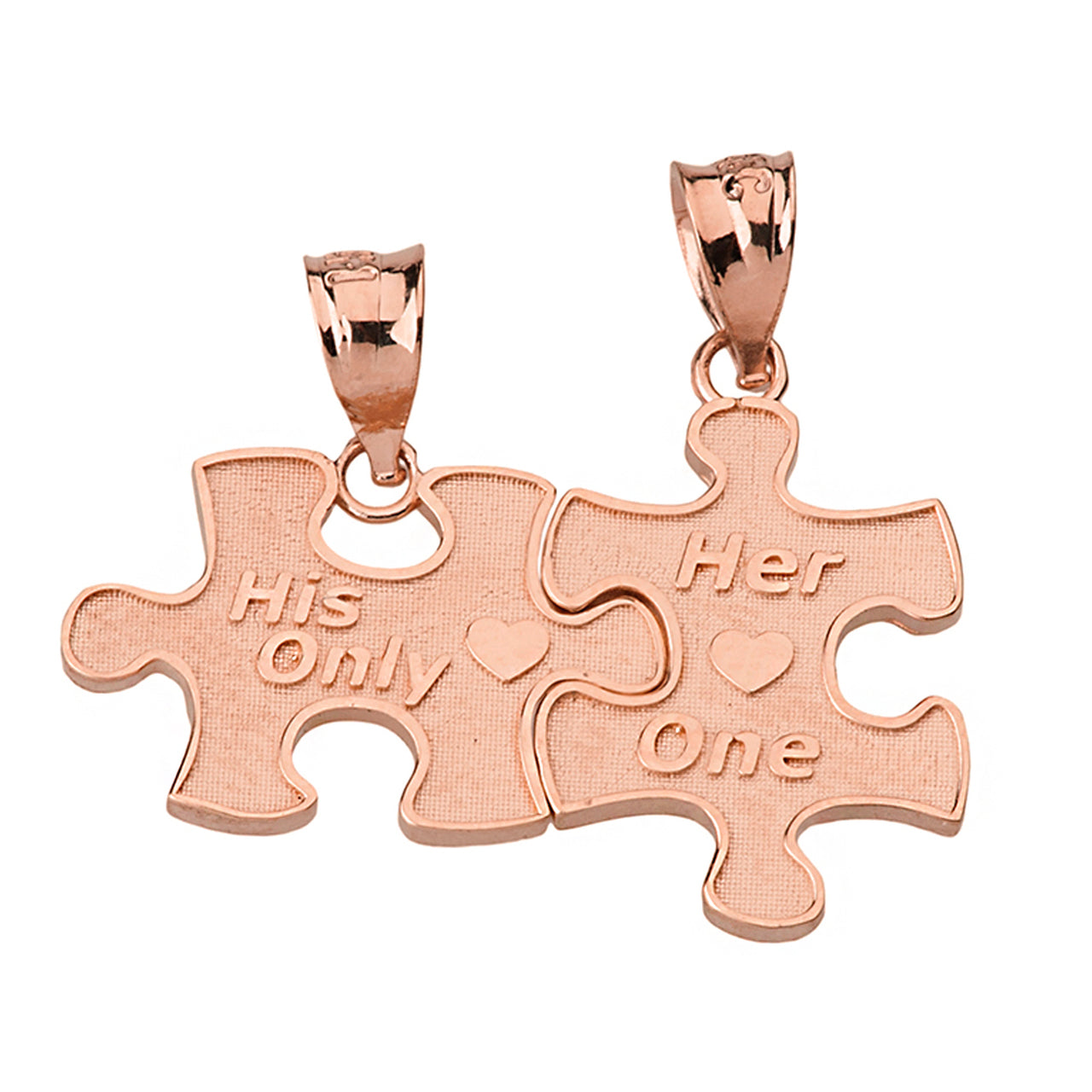 Her One His Only Break Apart Puzzle 2 - Piece Pendant Necklace in Solid Gold, view 5
