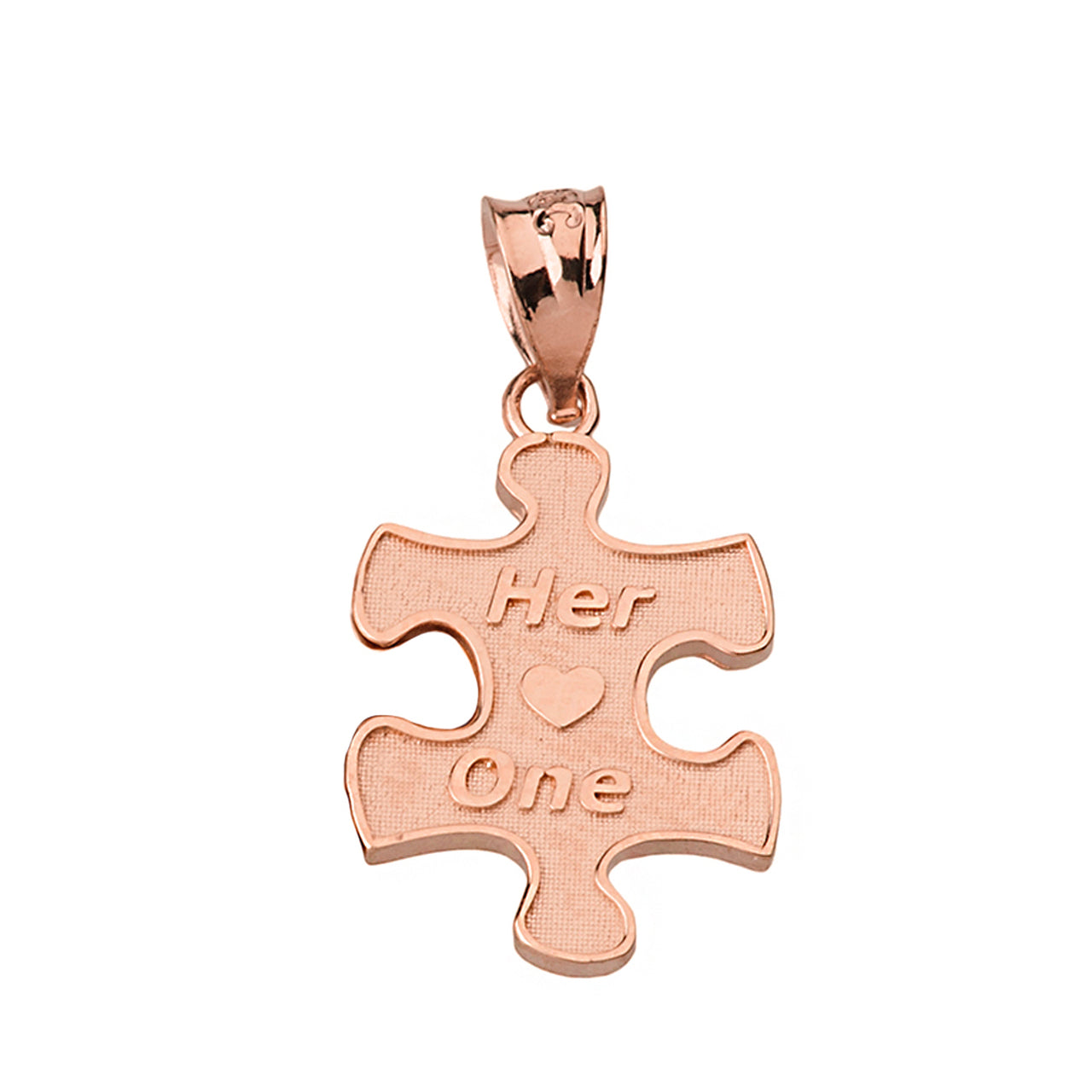 Her One His Only Break Apart Puzzle 2 - Piece Pendant Necklace in Solid Gold, view 6