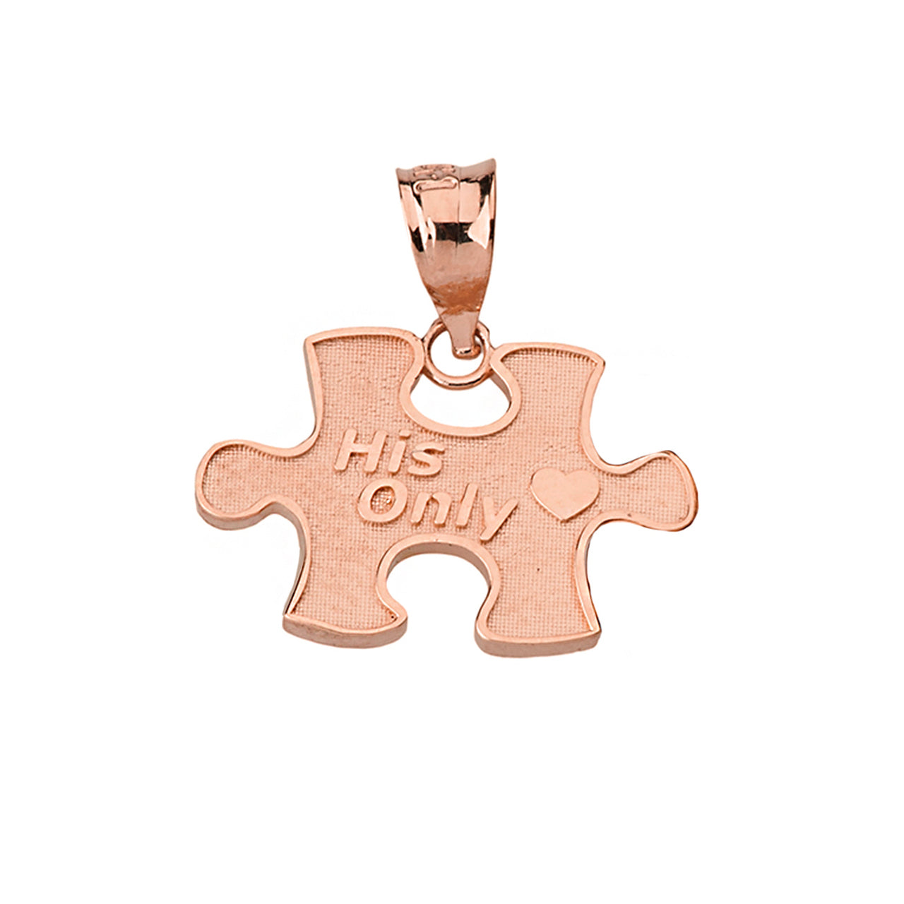 Her One His Only Break Apart Puzzle 2 - Piece Pendant Necklace in Solid Gold, view 7