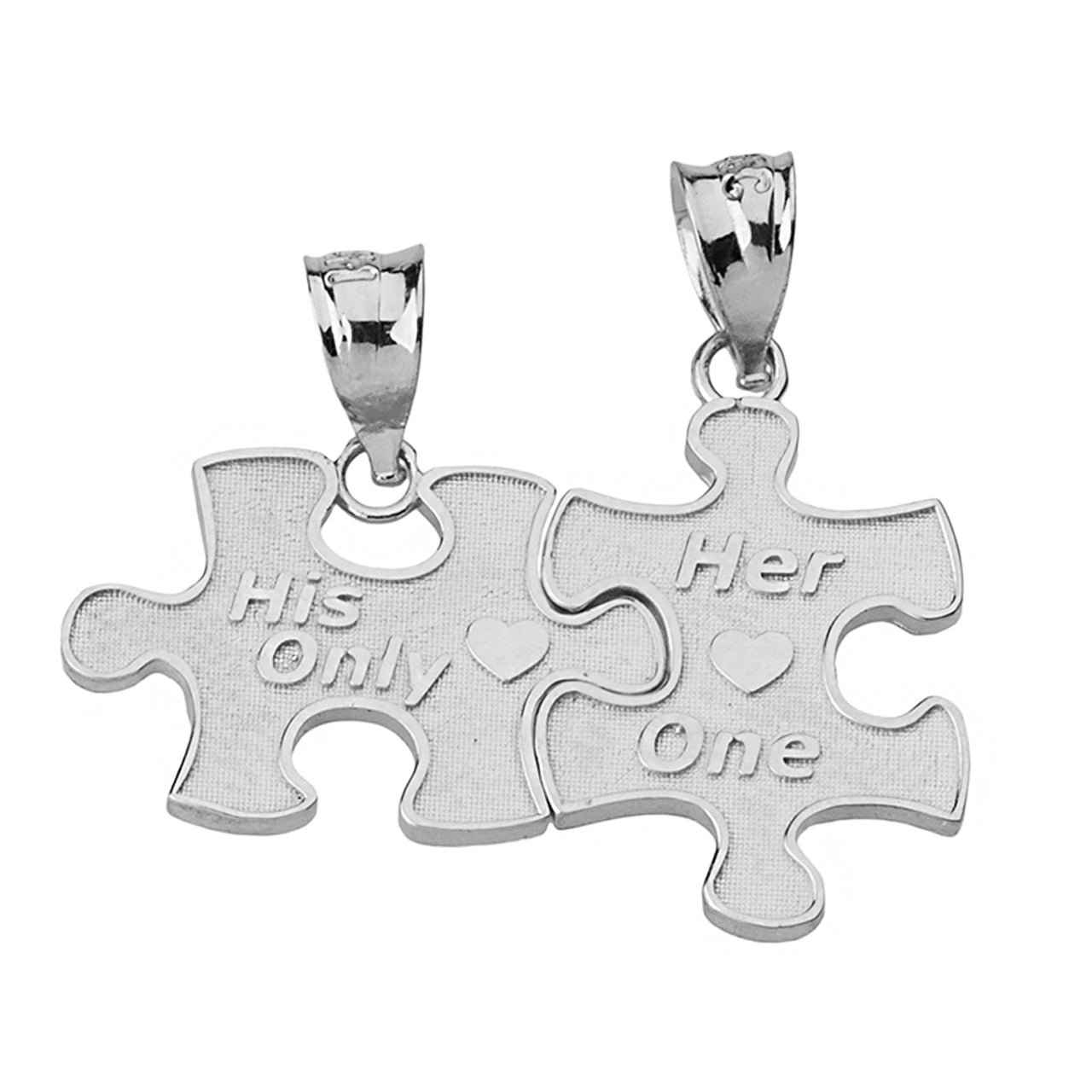 Her One His Only Break Apart Puzzle 2 - Piece Pendant Necklace in Solid Gold, view 8