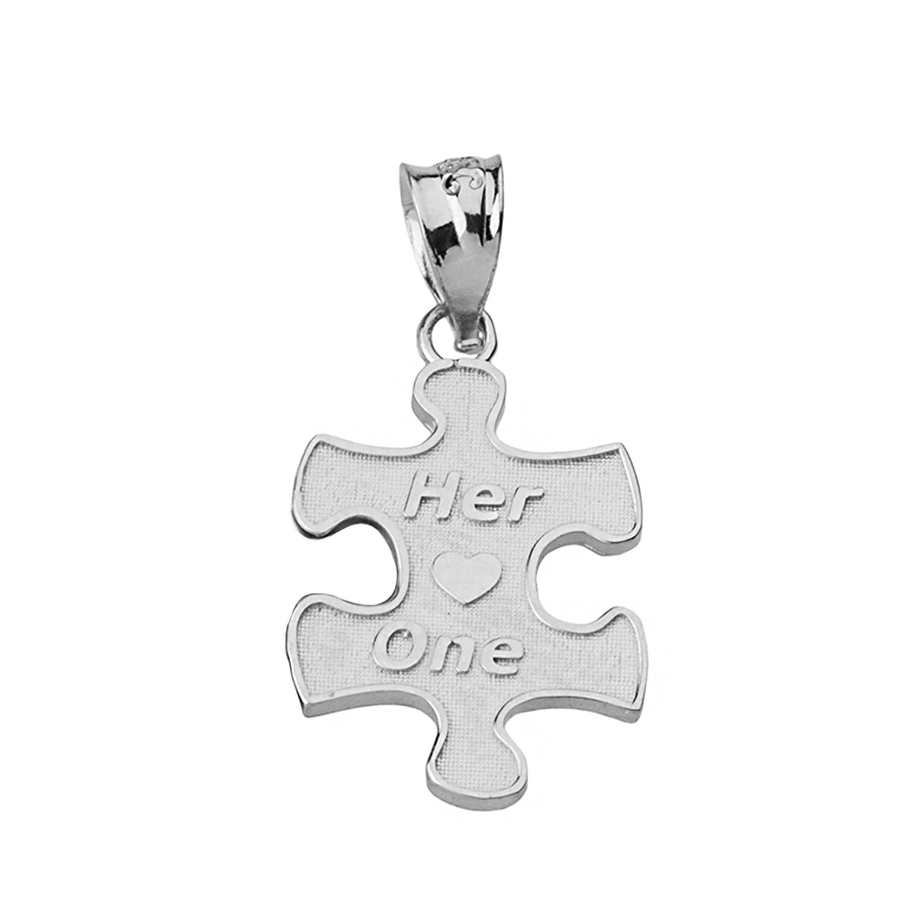 Her One His Only Break Apart Puzzle 2 - Piece Pendant Necklace in Solid Gold, view 9