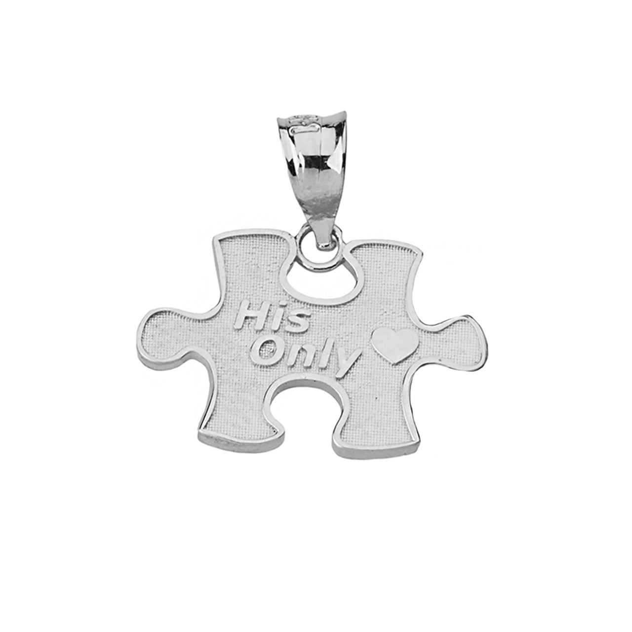 Her One His Only Break Apart Puzzle 2 - Piece Pendant Necklace in Solid Gold, view 10
