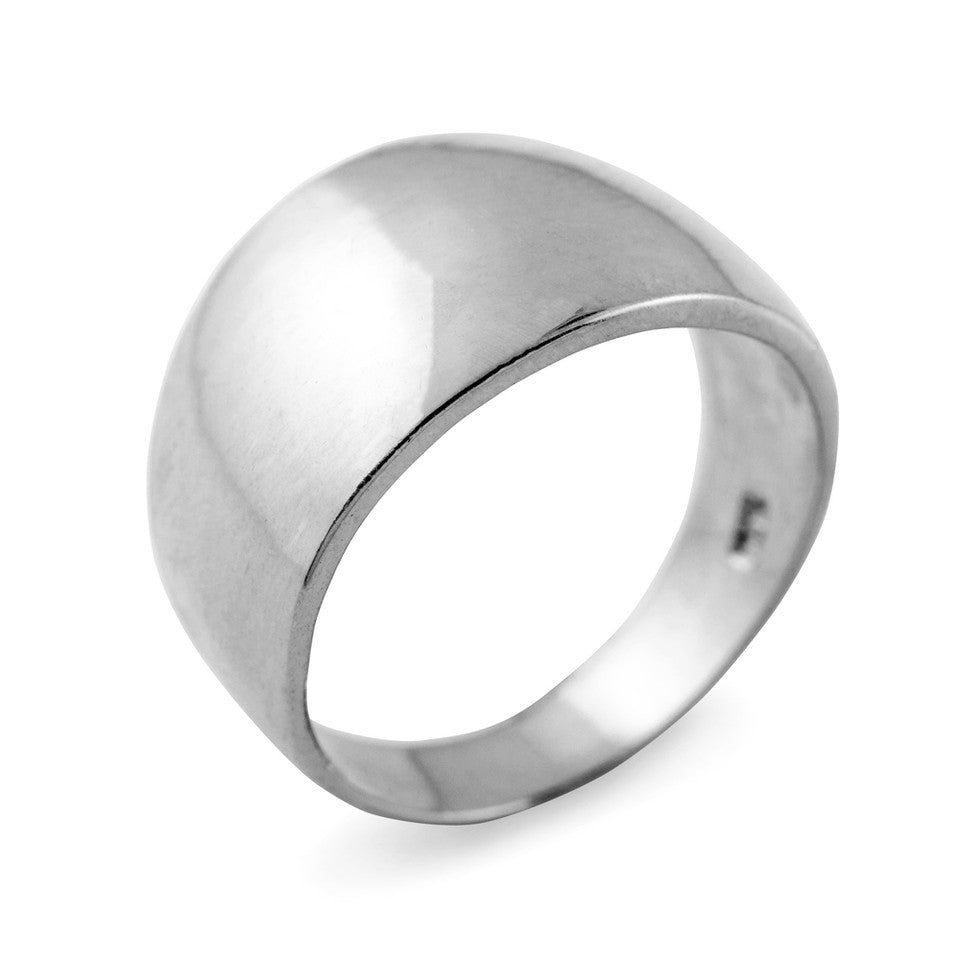 High Polish Solid Gold 11.4 mm Cigar Ring, view 3