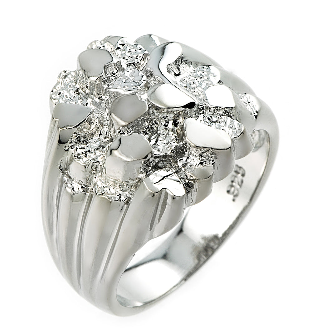High Polished Sterling Silver Men's Nugget Ring