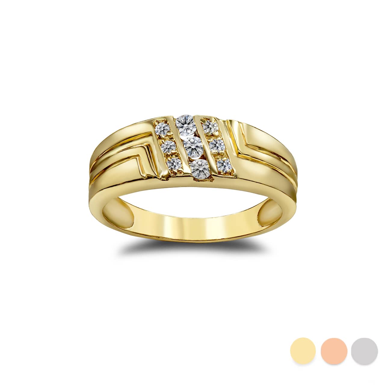 His 9-Stone Diamond Wedding Band in Gold