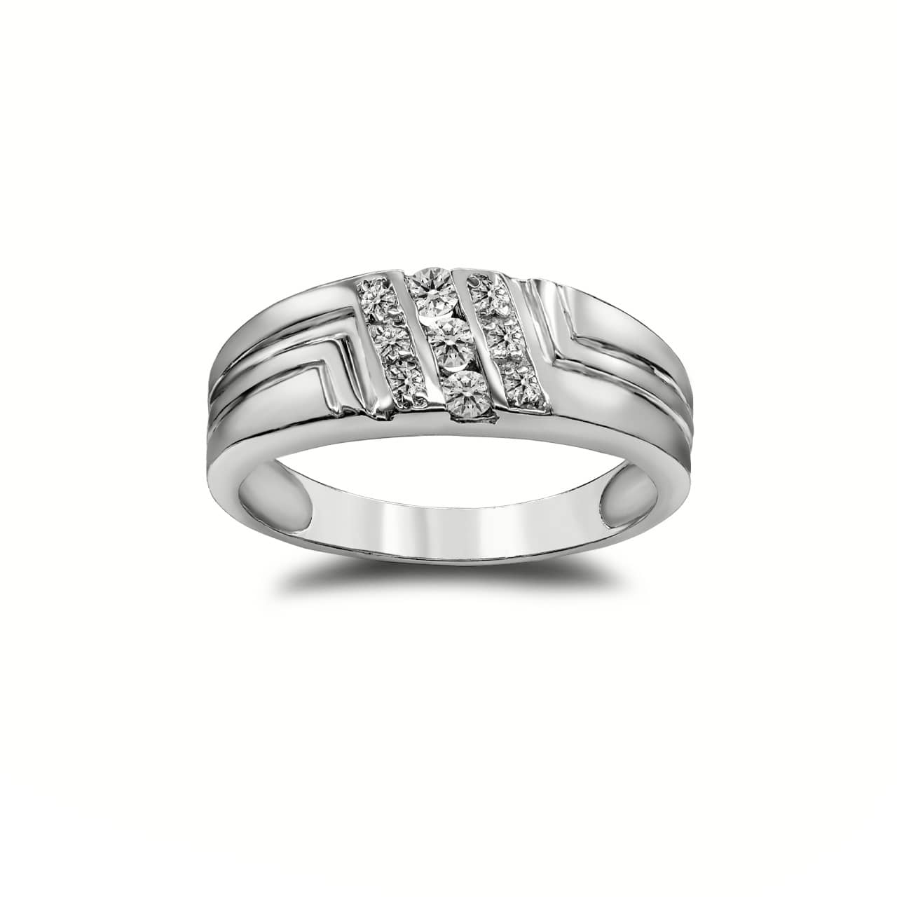 His 9-Stone Diamond Wedding Band in Gold, view 3