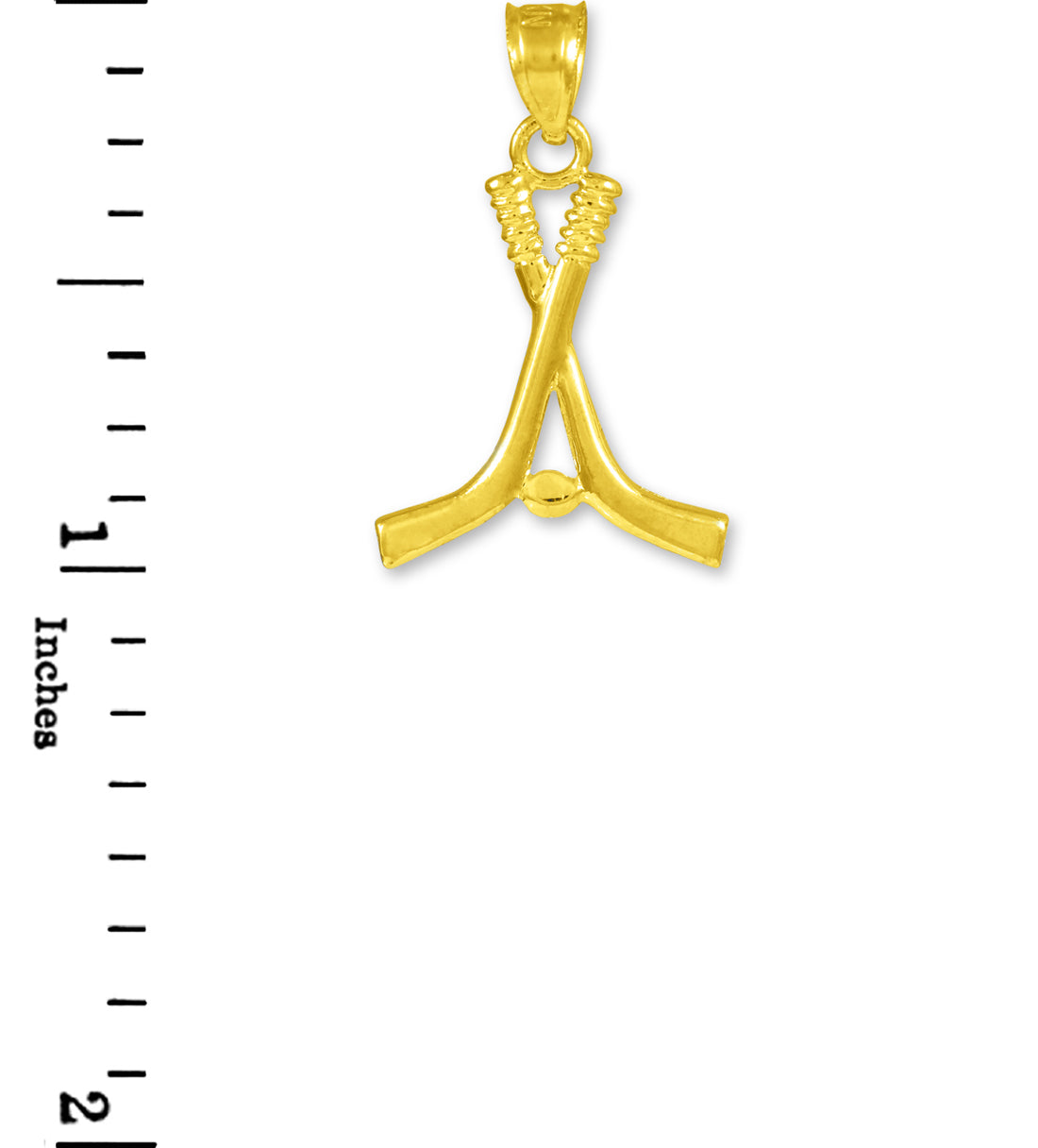 Hockey Sticks and Puck Gold Charm Sports Pendant Necklace, view 3