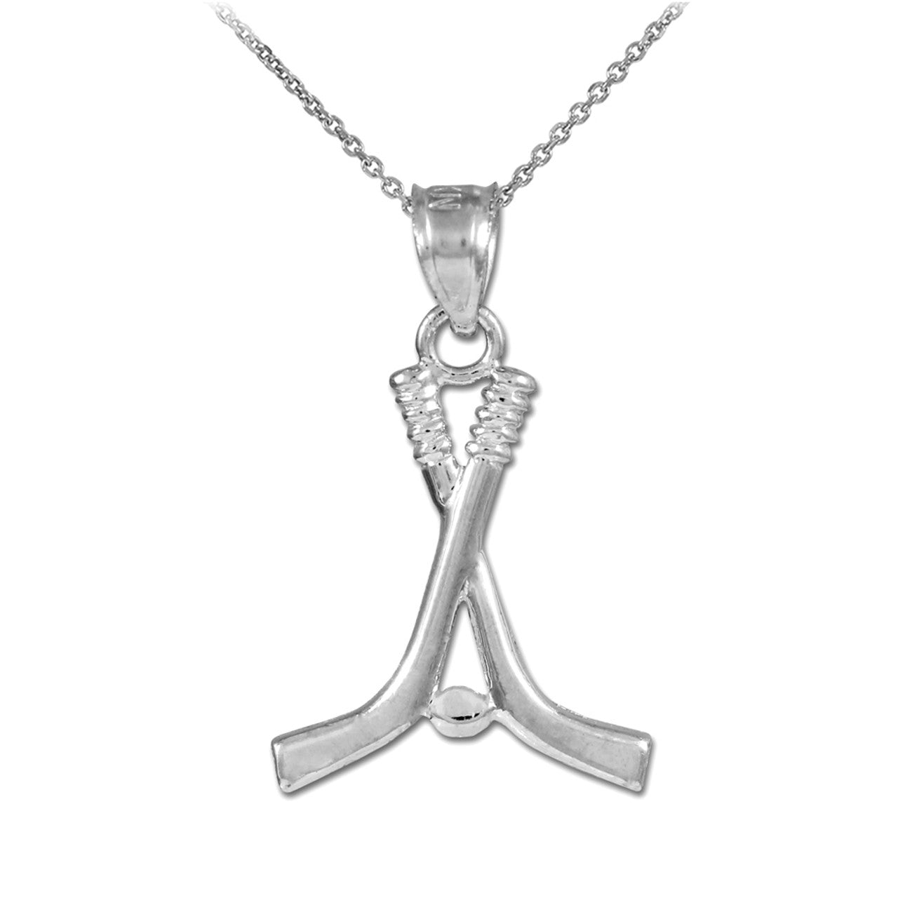 Hockey Sticks and Puck Gold Charm Sports Pendant Necklace, view 5