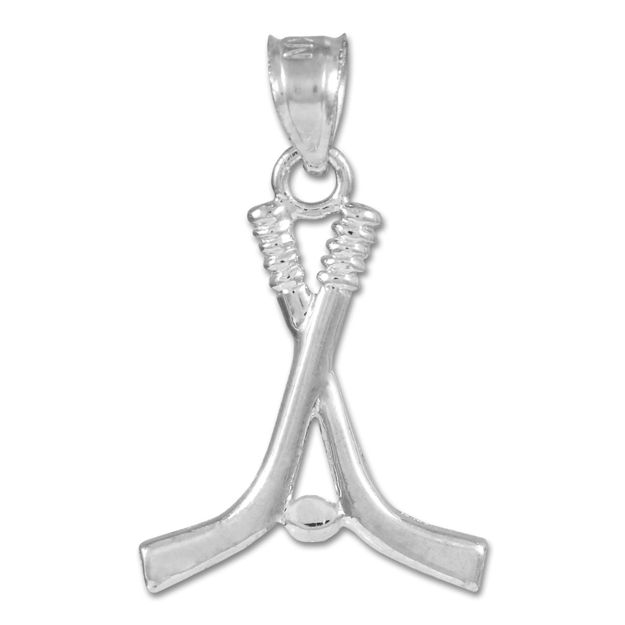 Hockey Sticks and Puck Gold Charm Sports Pendant Necklace, view 6