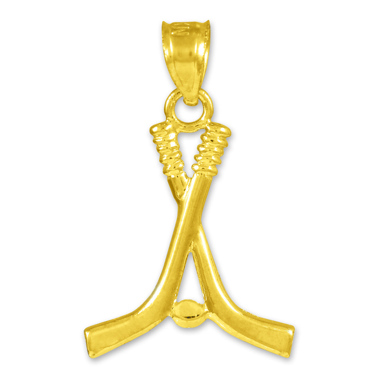 Hockey Sticks and Puck Gold Charm Sports Pendant Necklace, view 7