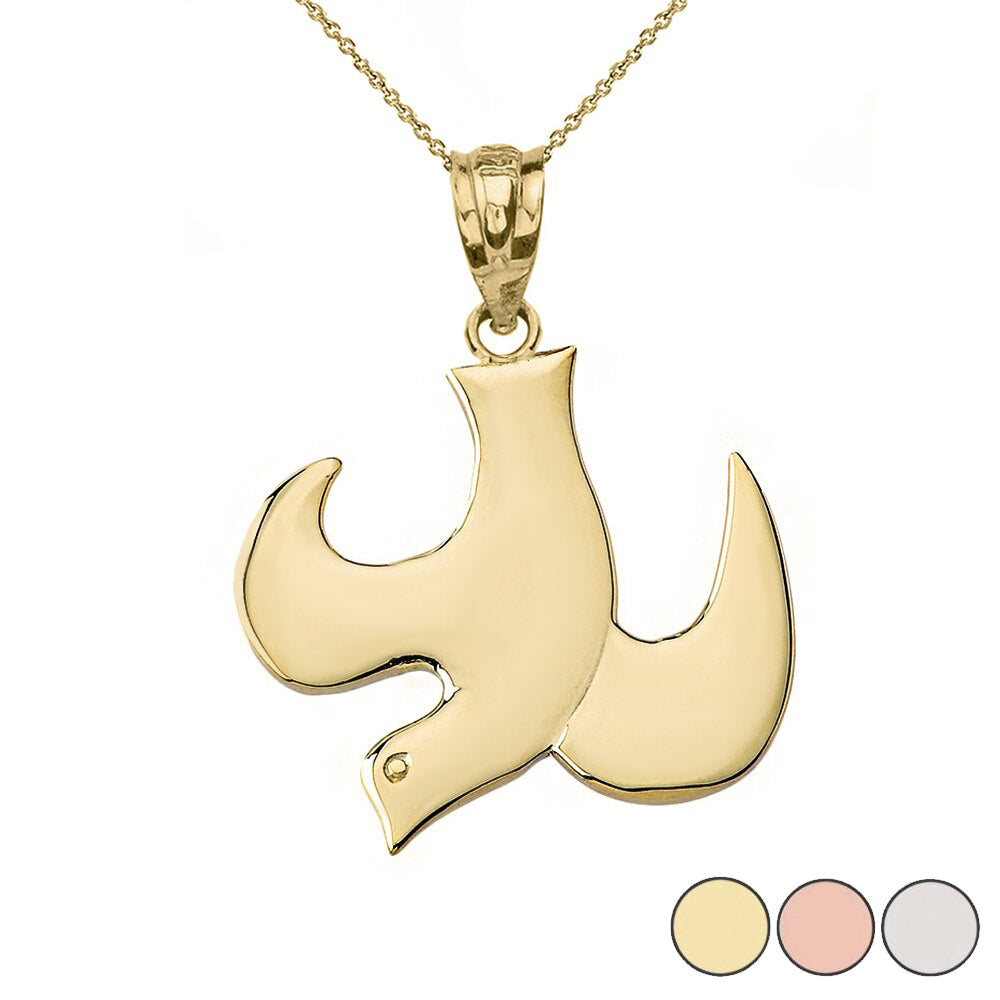 Holy Spirit Dove Pendant Necklace in Gold