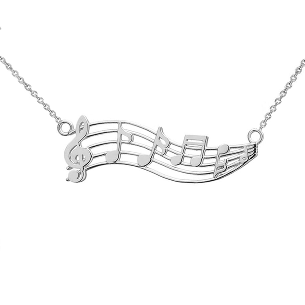 Horizontal Musical Notes Necklace in Sterling Silver