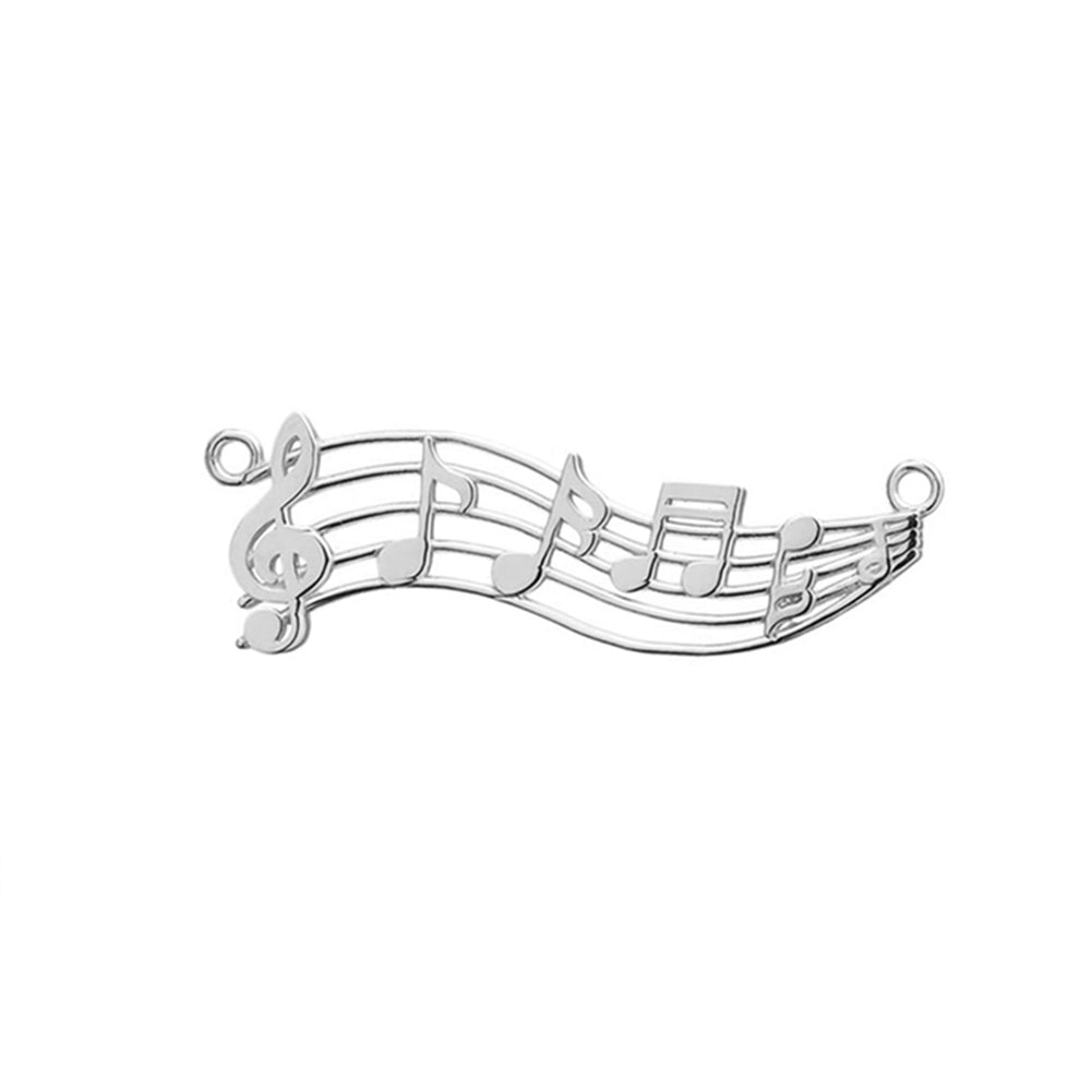 Horizontal Musical Notes Necklace in Sterling Silver, view 2