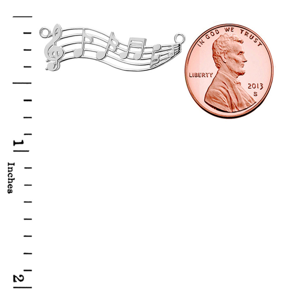 Horizontal Musical Notes Necklace in Sterling Silver, view 3