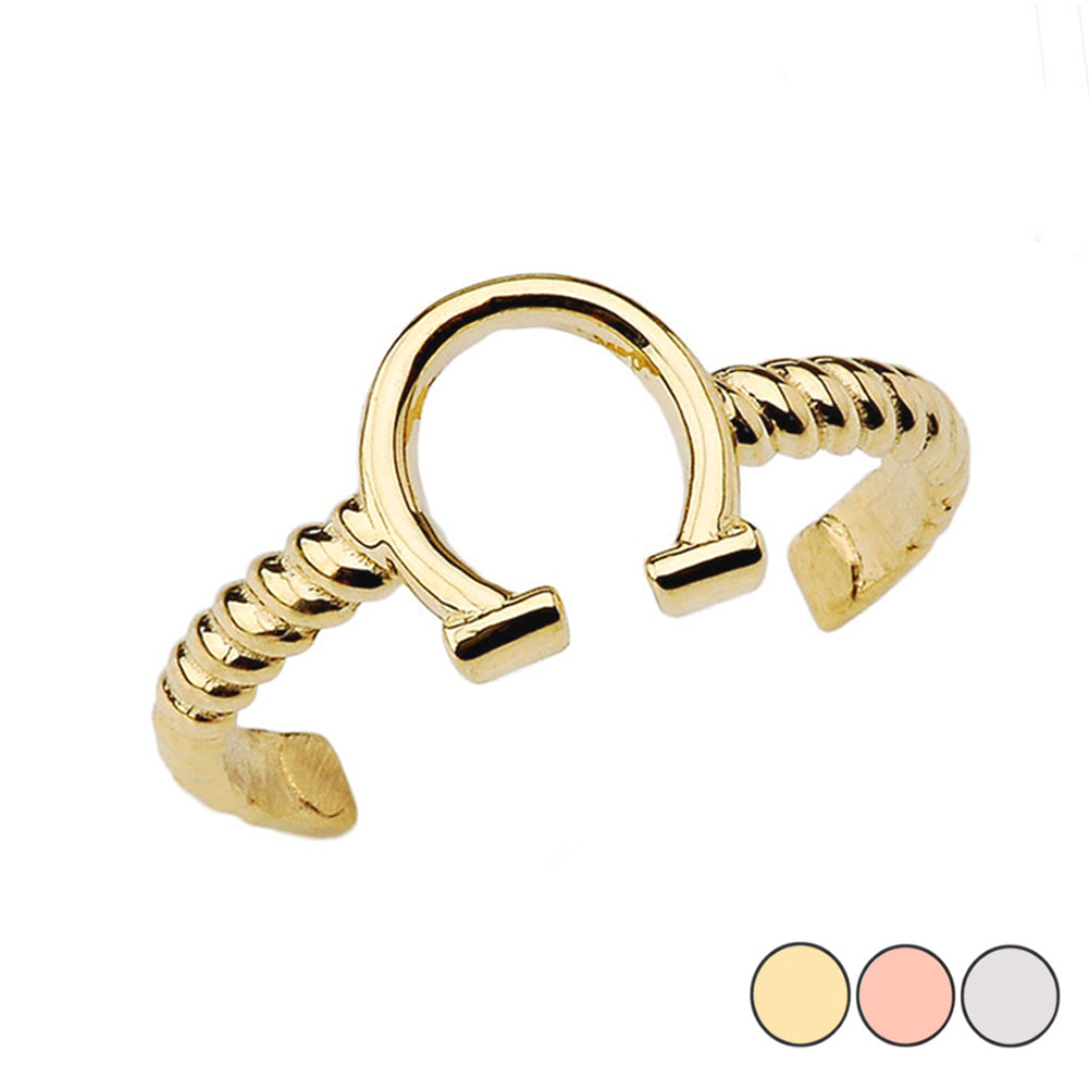 Horseshoe Rope Toe Ring in Gold